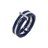 Bague Naïra - Ceramique 3 Anneaux Bleu Argent