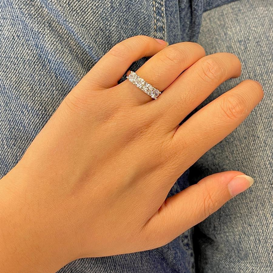 Bague En Argent Massif Avec Zirconiums Carrés - Taille 54 - Bijou Occasion Argenté - Style Géométrique
