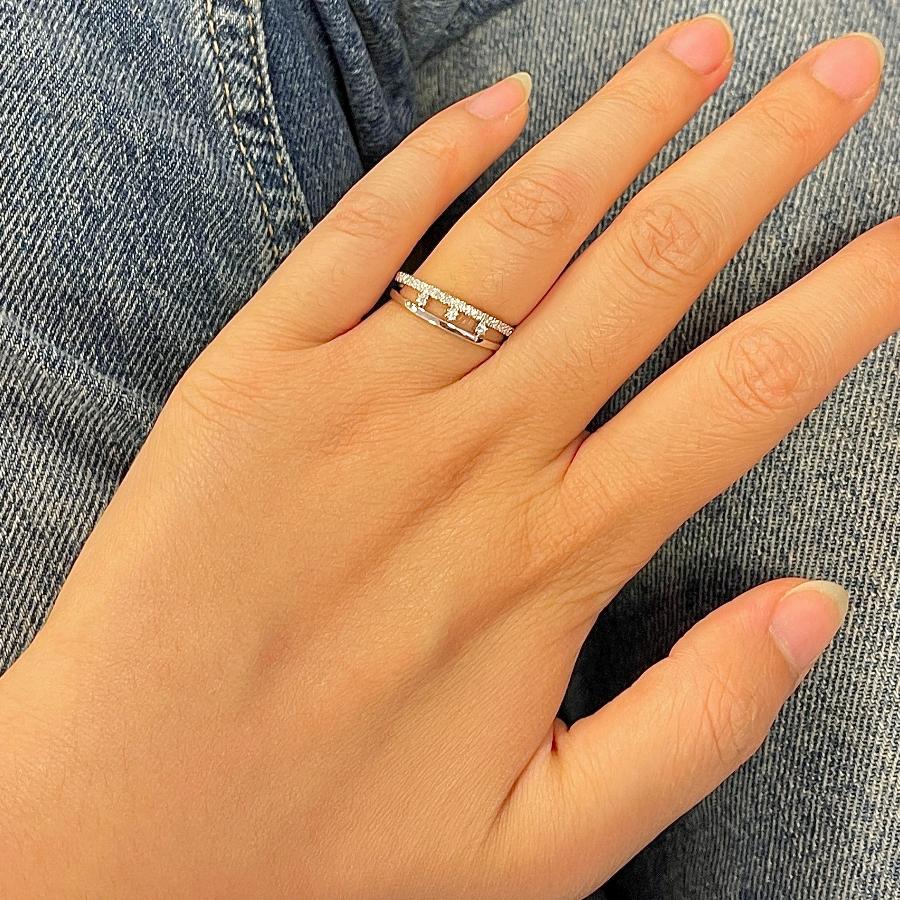 Bague En Argent Massif Taille 54 - Design Ajouré Et Entrelacé Avec Zirconiums - Occasion