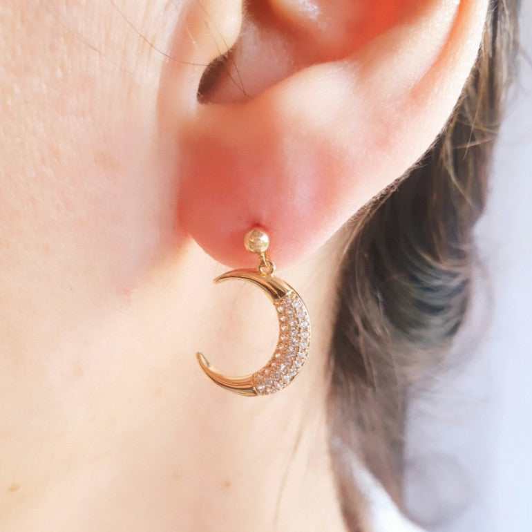 Créoles plaqué Or Pierre de Lune et Labradorite