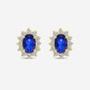 Boucles Oreilles Flora - Fleur Bleu Plaqué Or