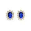 Boucles Oreilles Flora - Fleur Bleu Plaqué Or