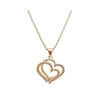 Collier Double Coeur Or Jaune plaqué