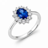 Bague Flora - Imitation Saphir Bleu Argent