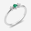 Bague Emeris - Pierre Blanche et Verte Argent