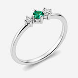 Bague Emeris - Pierre Blanche et Verte Argent