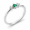 Bague Emeris - Pierre Blanche et Verte Argent