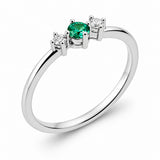 Bague Emeris - Pierre Blanche et Verte Argent