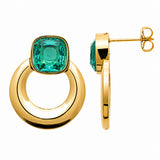 Boucle d'Oreille Saty - Ronde Acier Pierre Cristal Verte