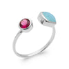 Bague Bayi - Argent Pierres Rose et Bleu