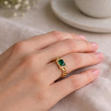 Bague Selyne - Maillon Plaqué Or Verte