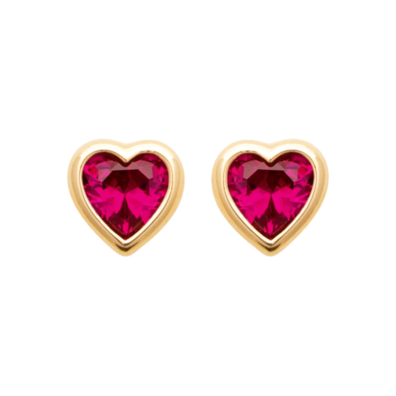 Clou Oreille Oxa - Coeur Rouge Plaqué Or