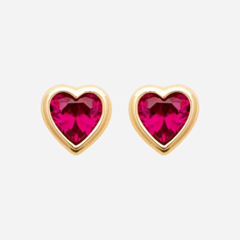 Clou Oreille Oxa - Coeur Rouge Plaqué Or