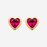 Clou Oreille Oxa - Coeur Rouge Plaqué Or