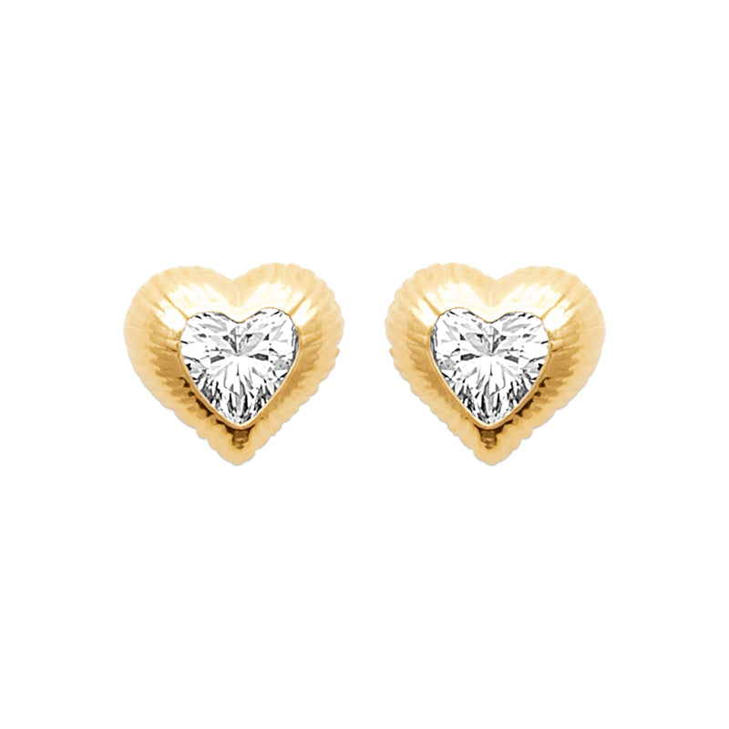 Clous d'oreilles Max - Coeur Plaqué Or Zirconium