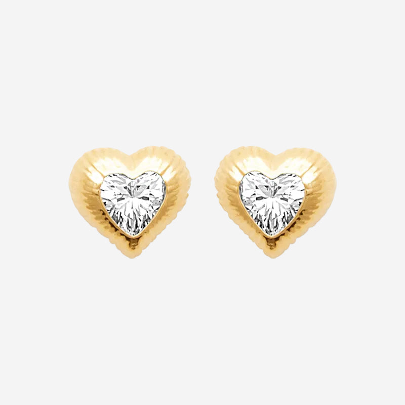 Clous d'oreilles Max - Coeur Plaqué Or Zirconium