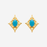 Boucles d'oreilles Lilou - Losanges Plaqué Or Bleu