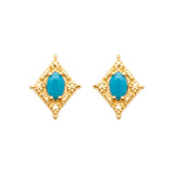 Boucles d'oreilles Lilou - Losanges Plaqué Or Bleu