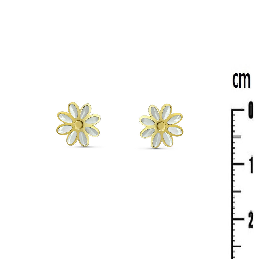 Boucles d'oreilles Thaïse - Petales Blanches Dorées Acier