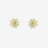 Boucles d'oreilles Thaïse - Petales Blanches Dorées Acier