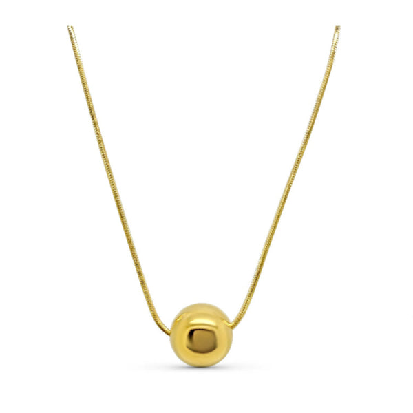 Collier Ophélie - Pendentif Boule Acier Or
