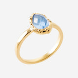 Bague Haliya - Goutte d'Eau Bleu Plaqué Or