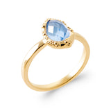 Bague Haliya - Goutte d'Eau Bleu Plaqué Or