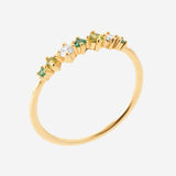 Bague Veji - Plaqué Or Pierres Vertes