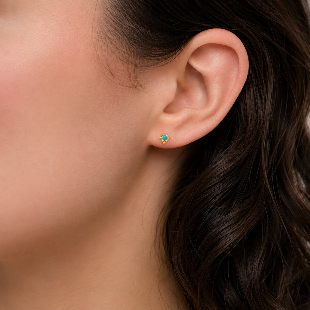 Boucles d'oreilles Lilou - Losanges Plaqué Or Bleu