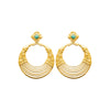 Boucles d'Oreilles Maze - Rondes Acier Inoxydable Pierre Verte
