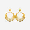 Boucles d'Oreilles Maze - Rondes Acier Inoxydable Pierre Verte