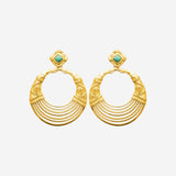 Boucles d'Oreilles Maze - Rondes Acier Inoxydable Pierre Verte