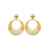 Boucles d'Oreilles Maze - Rondes Acier Inoxydable Pierre Verte