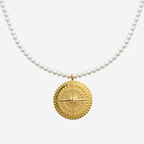 Collier Mary - Boussole Femme Or Acier Inoxydable
