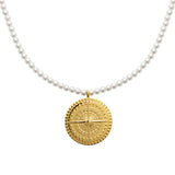 Collier Mary - Boussole Femme Or Acier Inoxydable
