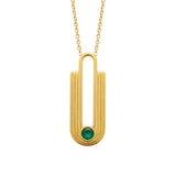 Collier Luz - Pendentif Ovale Or Vert Acier Inoxydable
