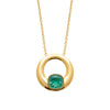 Collier Saty - Pendentif Rond Or et Vert Acier