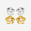 Boucles d'Oreilles Sya - Fleurs Acier Inoxydable Argent & Or