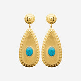 Boucle d'Oreille Belly - Ovale Acier Inoxydable Turquoise