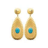Boucle d'Oreille Belly - Ovale Acier Inoxydable Turquoise
