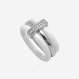 Bague Mylene - Grosse Céramique Blanche et Argent