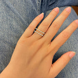 Bague Ysée - Dessus Plat Argent 2 Rangs