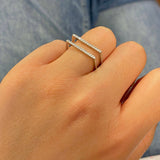 Bague Ysée - Dessus Plat Argent 2 Rangs