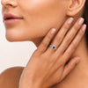 Bague Flora - Imitation Saphir Bleu Argent