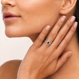 Bague Flora - Imitation Saphir Bleu Argent