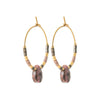 Boucles d'Oreilles Doa - Rhodonite Créoles Acier Doré