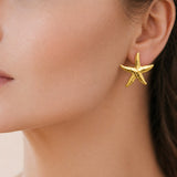 Boucles d'Oreilles Paty - Etoile de Mer Acier Inoxydable Doré