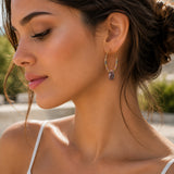 Boucles d'Oreilles Doa - Rhodonite Créoles Acier Doré