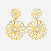Boucle d'Oreille Lily - Double Fleur Tombante Acier Doré