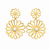 Boucle d'Oreille Lily - Double Fleur Tombante Acier Doré
